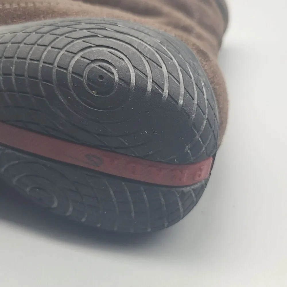 VTG Prada Sport Ankle Boots Women ITALY brown suede flat zip 4459 39.5 US 9.5 - Picture 15 of 15